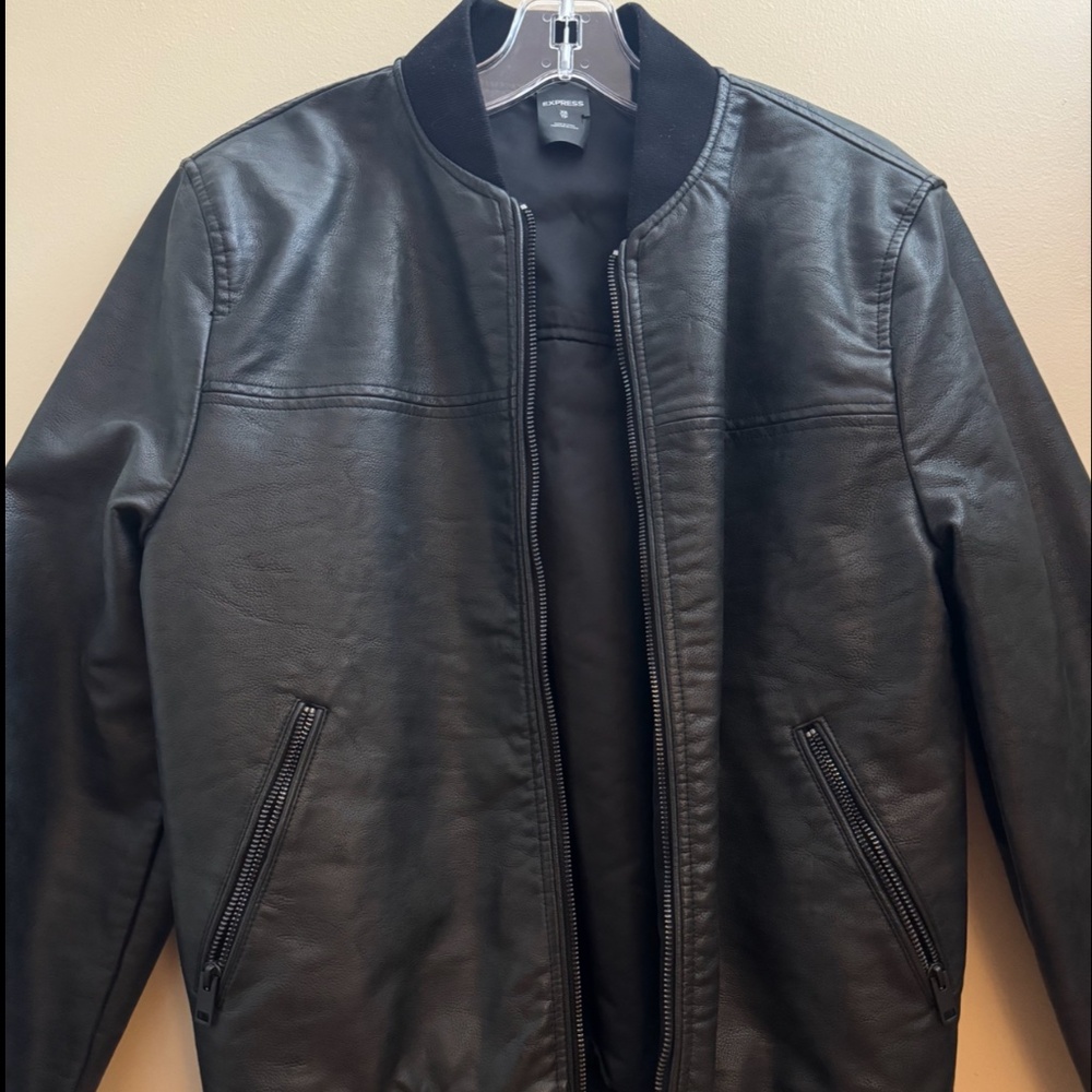 Express Faux Leather Men’s Bomber Jacket